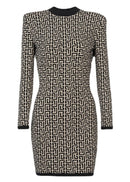 Mystica Short Bicolor Jacquard Mini Dress With Monogram