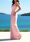 Syrax One Shoulder Draped Maxi Dress In Pink