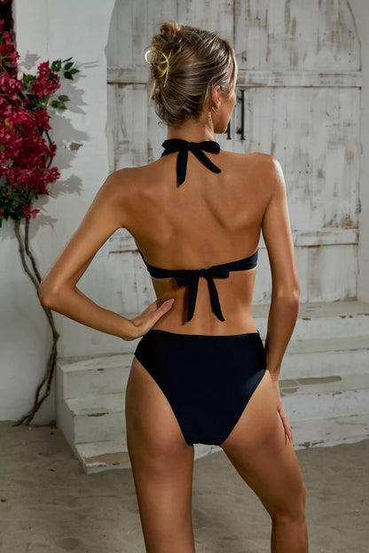 Aruba Halter Mesh One Piece Swimwear In Black