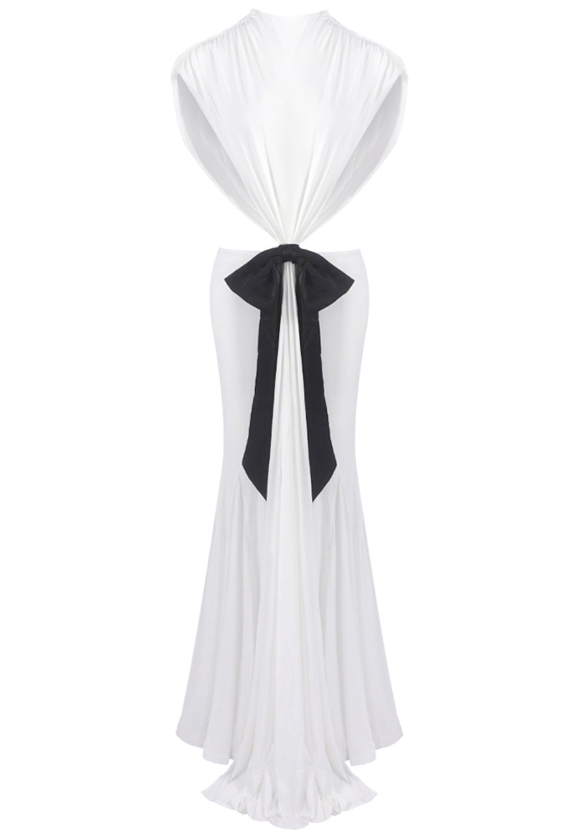 Dabney Bow Backless Maxi Dress In White