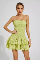Marceau Ruffle Mini Dress In Green