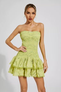 Marceau Ruffle Mini Dress In Green