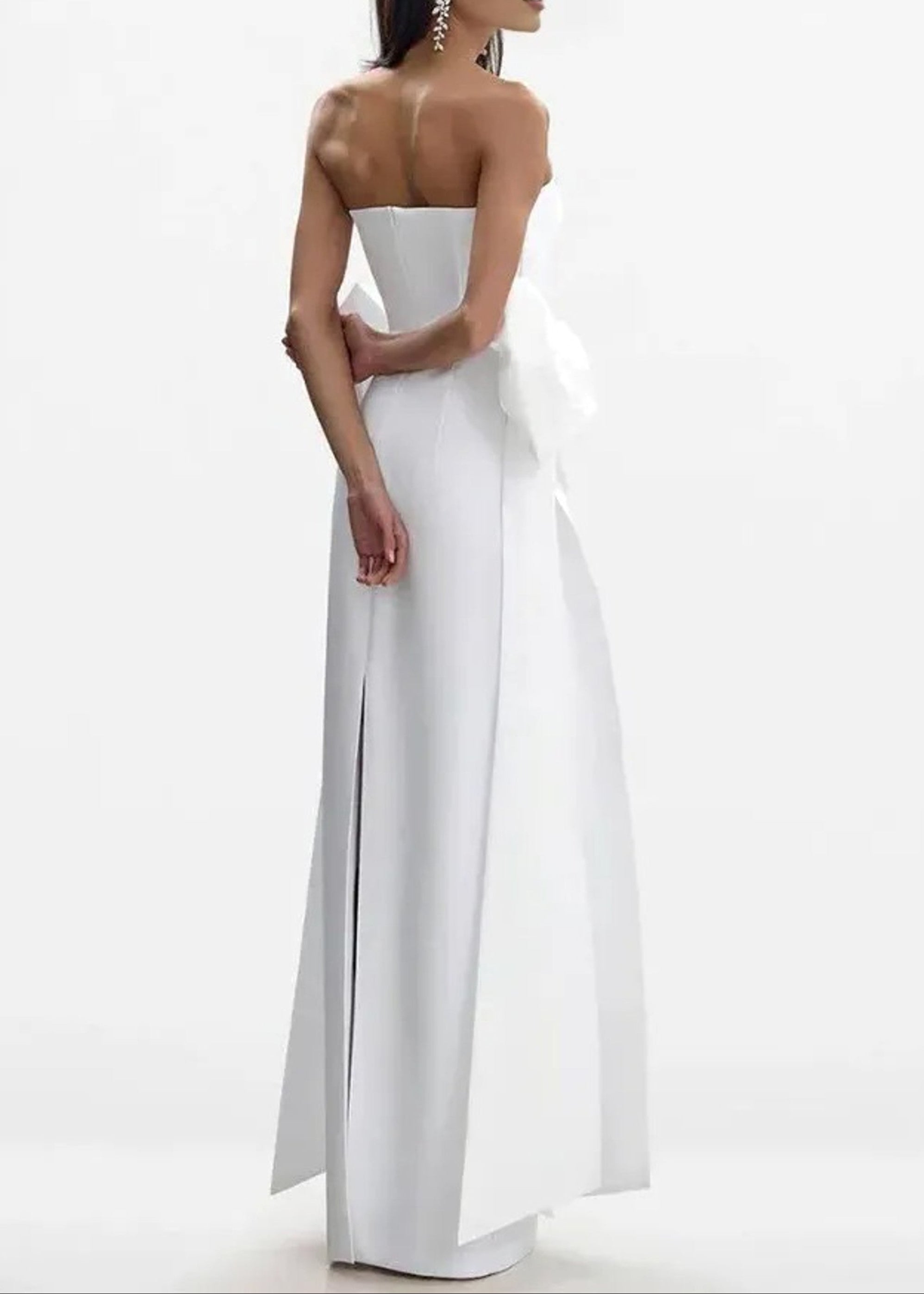 Abbott Strapless Bow Detail Maxi Dress In White
