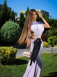 Dabney Bow Backless Maxi Dress In Lavender