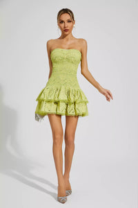 Marceau Ruffle Mini Dress In Green