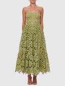 Isoline Lace Floral Embroidered Cutout Midi Dress
