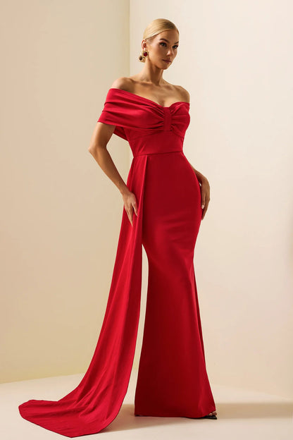 Nerina Jersey Solid Off-Shoulder Maxi Dress