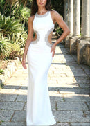 Latimer Crystal Cutout Detail Maxi Dress In White