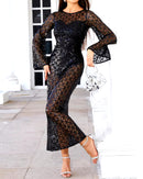 Eadward Long Sleeve Sequin Maxi Dress In Black