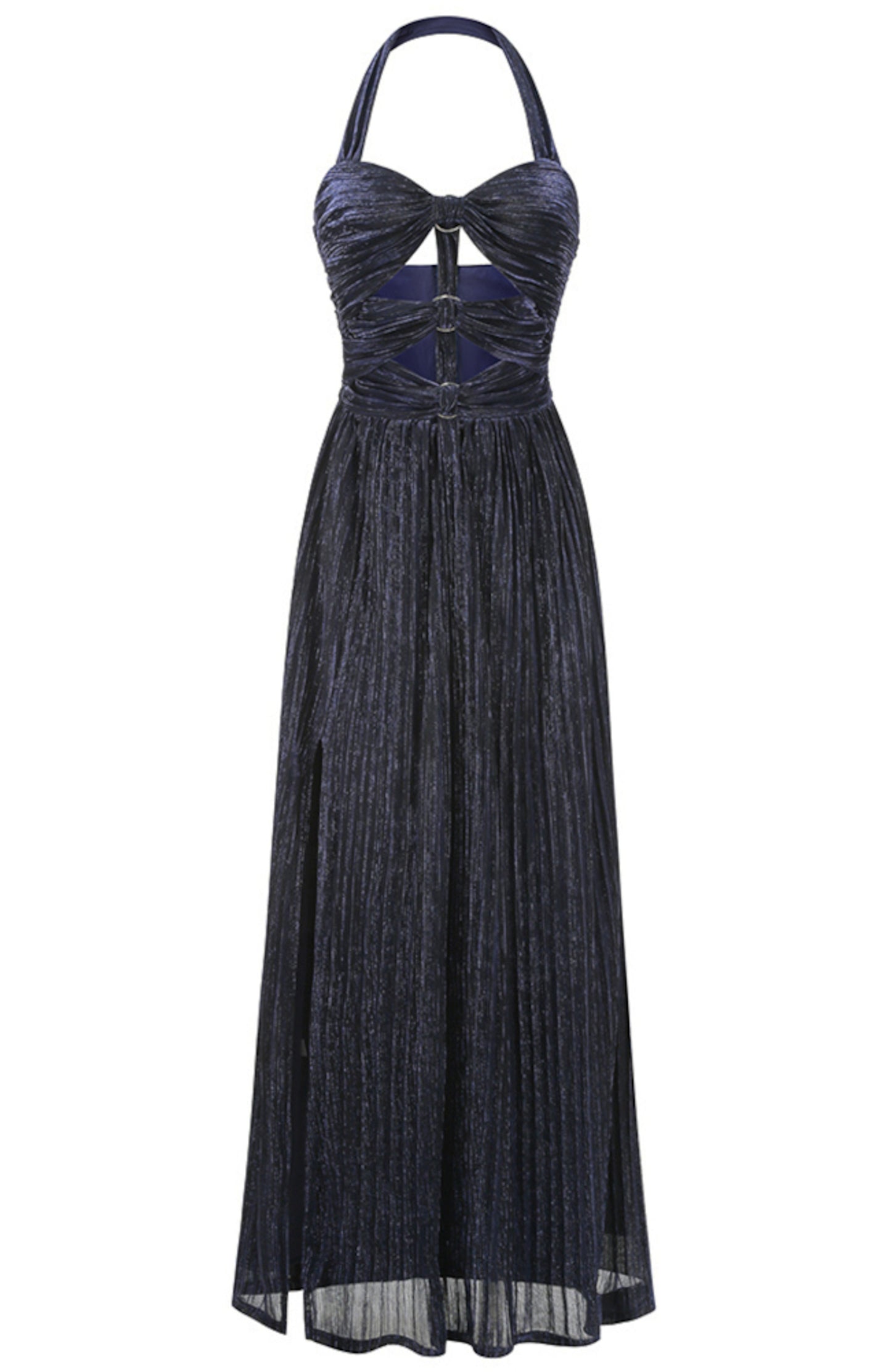 Saelyvira Halter Cutout Detail A Line Maxi Dress In Navy Blue