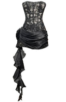 Akeelah Strapless Lace Corset Two Piece Mini Dress In Black