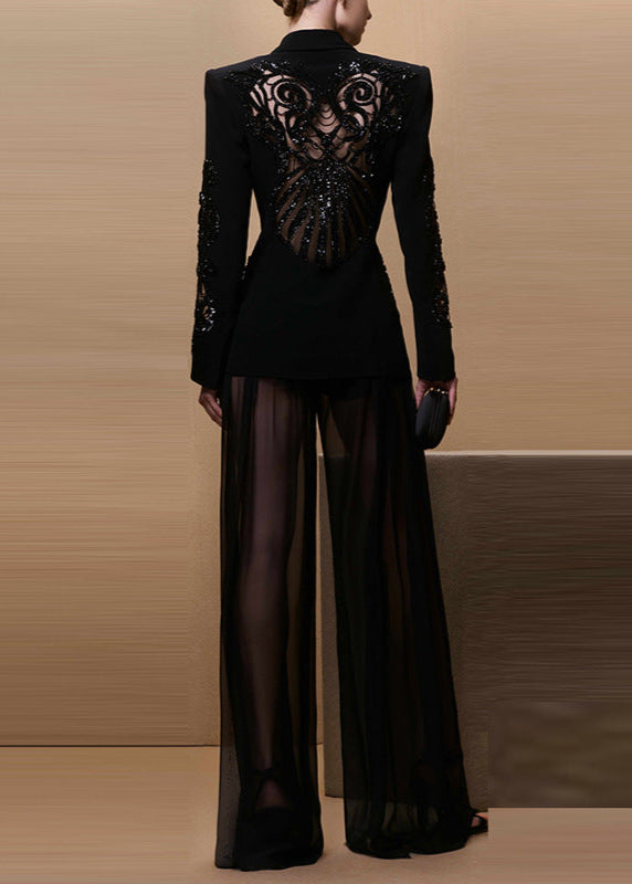 Agnew Rhinestone Mesh Blazer Set
