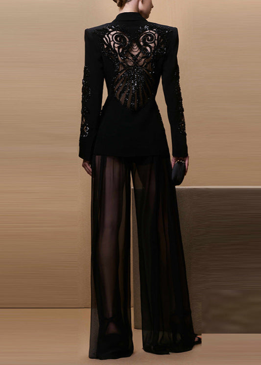 Agnew Rhinestone Mesh Blazer Set
