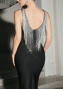 Helionar Tassel Back Detail Maxi Dress In Black
