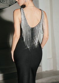 Helionar Tassel Back Detail Maxi Dress In Black