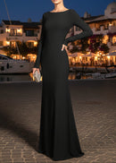 Meghyn Long Sleeve Draped Backless Maxi Dress In Black