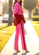 Farrukh Colorblock Suit In Hot Pink Red