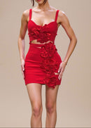 Ronelyn Floral Ruffle Mini Dress In Red