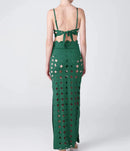 Naida Scalloped Three Piece Maxi Dress In Brown