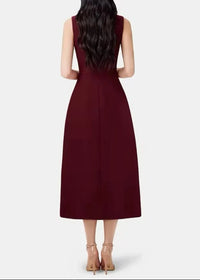 Aracely Asymmetric Collar Blazer Midi Dress In Red