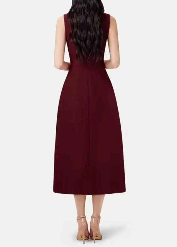 Aracely Asymmetric Collar Blazer Midi Dress In Red