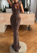 Ezyne Mesh Insert Sparkly Maxi Dress