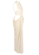 Emanar Draped Cutout Detail Maxi Dress In Ivory
