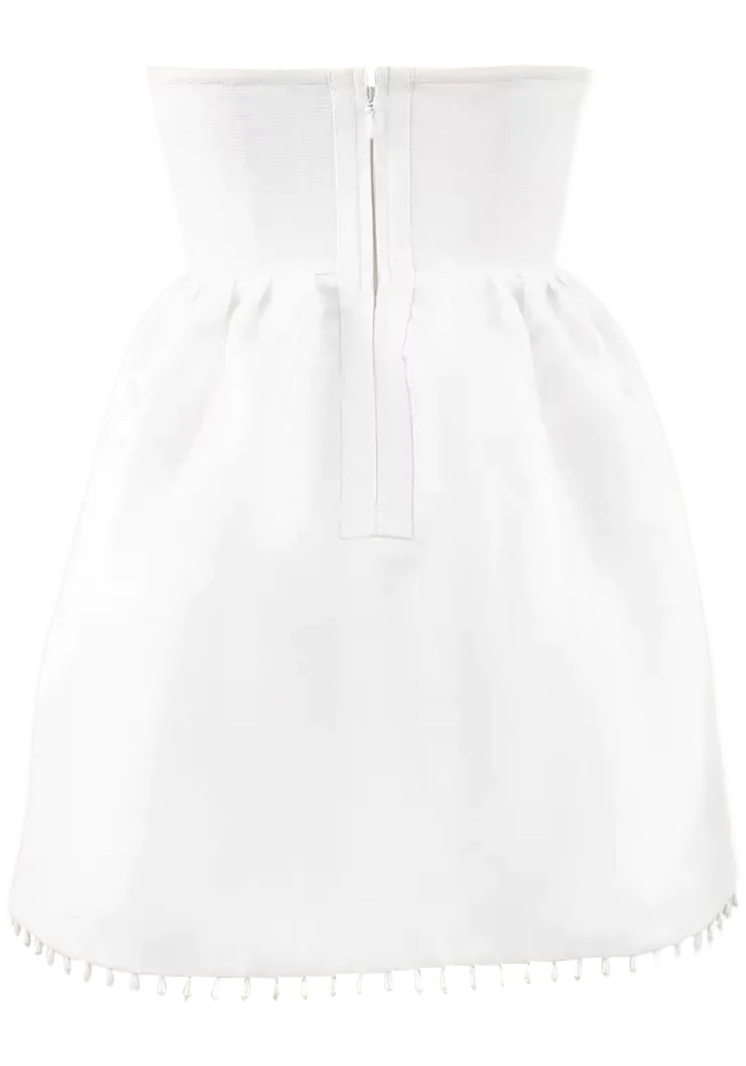 Afzal Strapless Pearl Lace A Line Mini Dress In White