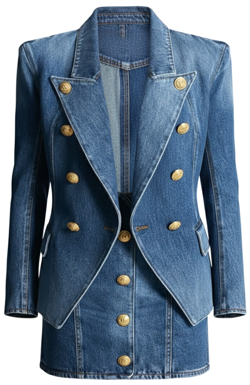 Glacion Long Sleeve Two Piece Denim Set