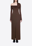 Avenlore Long Sleeve Draped Neckline Maxi Dress