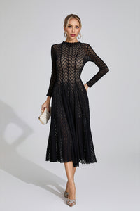 Eryndel Lace Long Sleeve Maxi Dress In Black