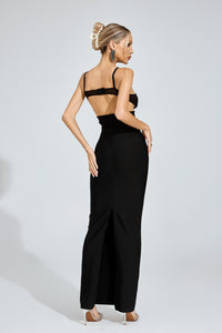 Phelia Mesh Insert Maxi Dress In Black