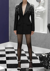 Nachla Embellished Shoulder Blazer Dress In Black
