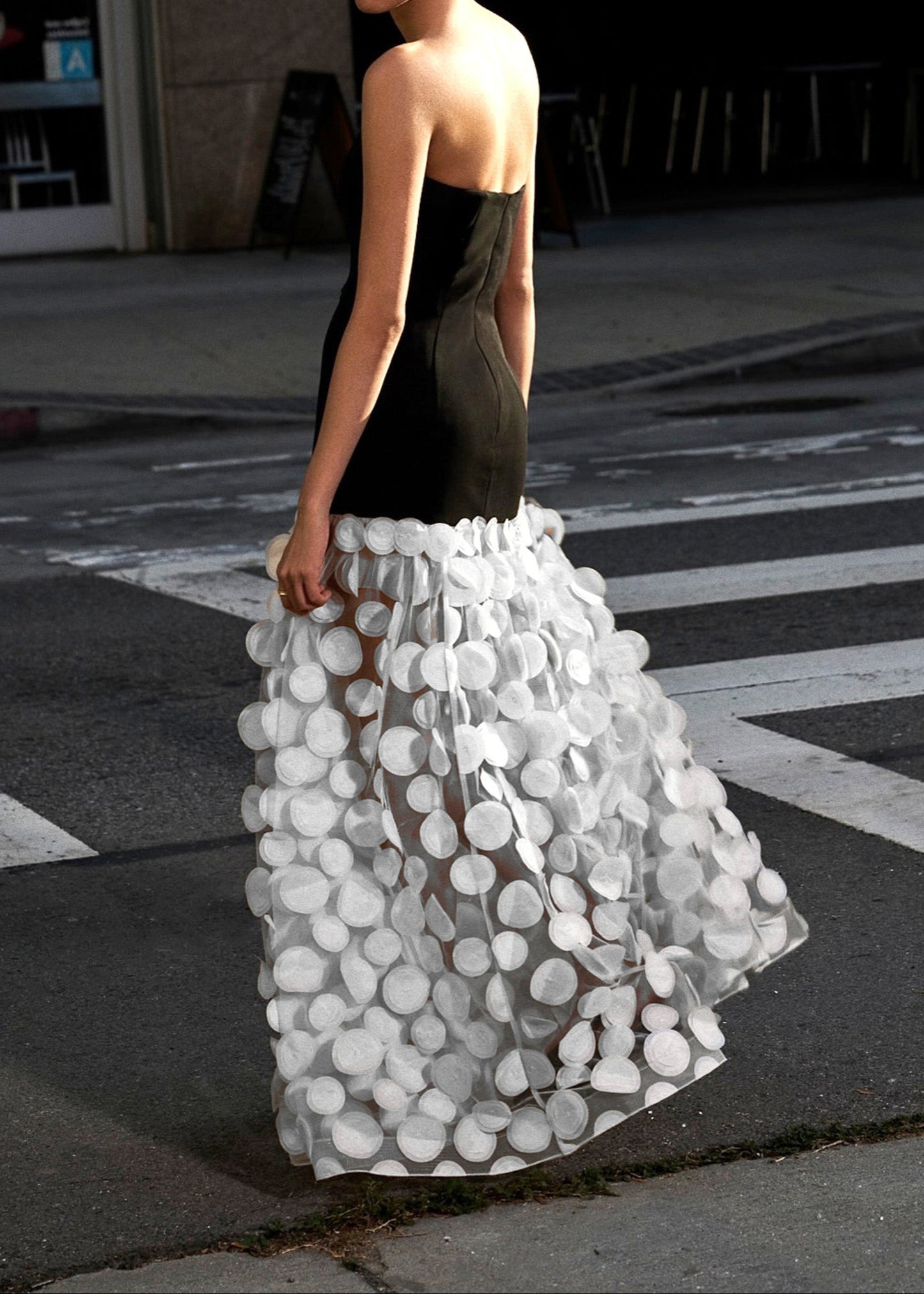 Benicio Strapless A Line Maxi Dress In Black White