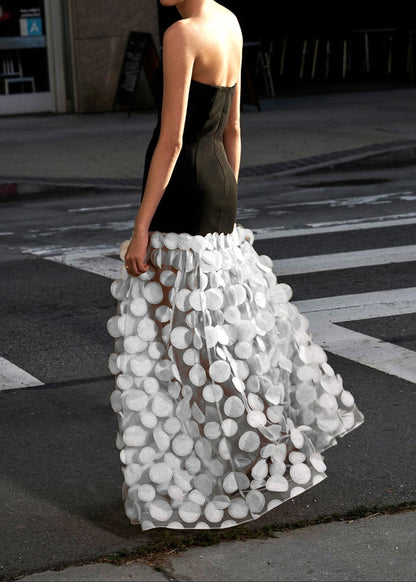 Benicio Strapless A Line Maxi Dress In Black White