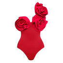 Sean Flower Shoulder Swimsuit In Red