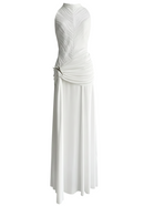 Firas Halter Draped A Line Maxi Dress In White