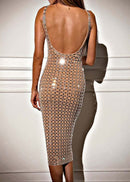 Norbert Embellished Backless Midi Dress In Nude