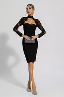 Kawko Lace Sleeve Bandage Dress In Black