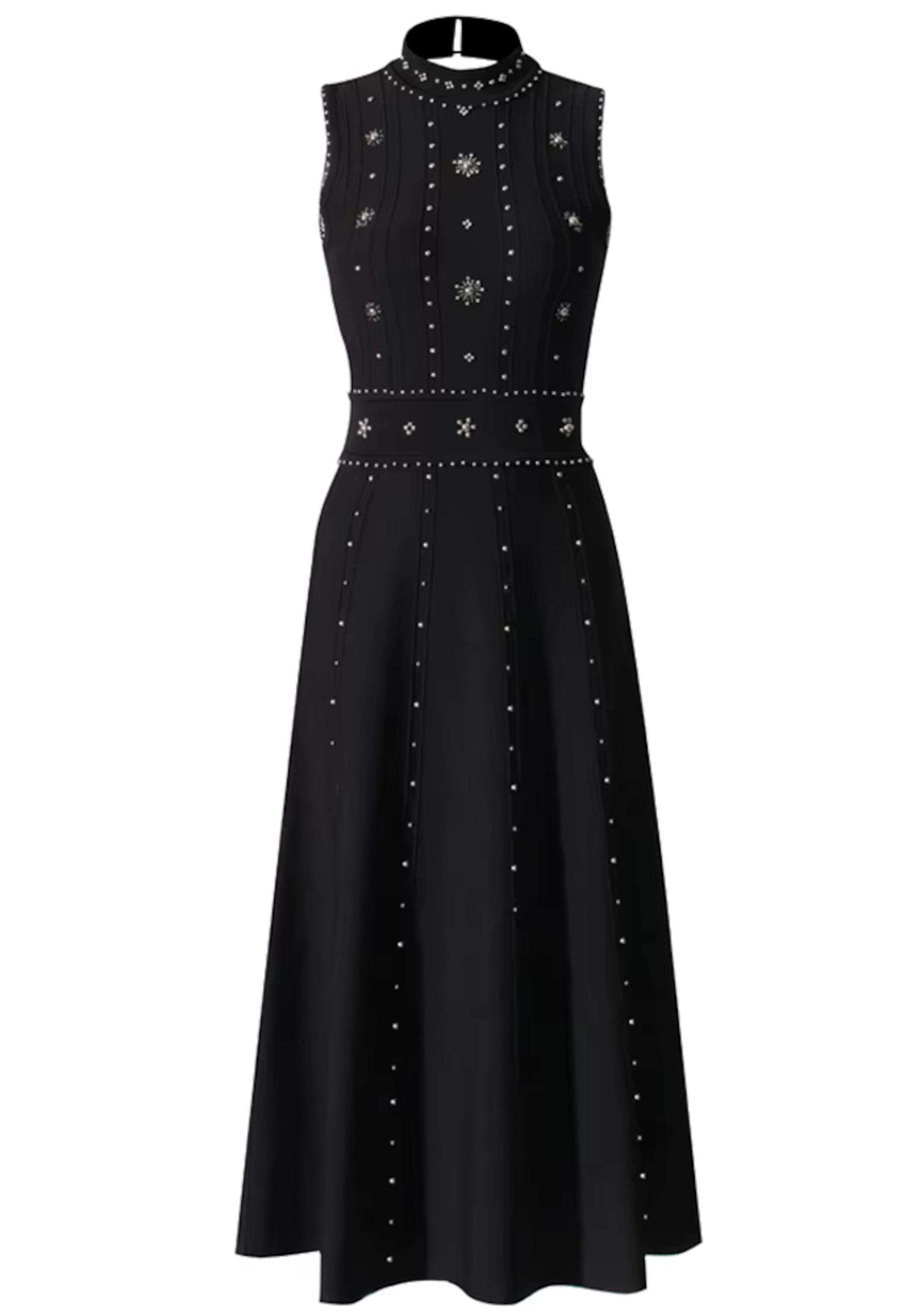 Jonay Studded A Line Midi Dress In Black