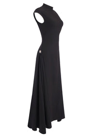 Quintus Sleeveless Irregular Hem Maxi Dress In Black