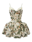 Aurevon Spaghetti Sequin Flower Mini Dress