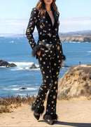 Geysera Star Feather Suit In Black