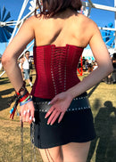 Kovriel Halter Lace Up Corset Top In Red