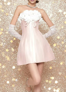 Agnieszka Strapless Floral Corset A Line Mini Dress In Pink