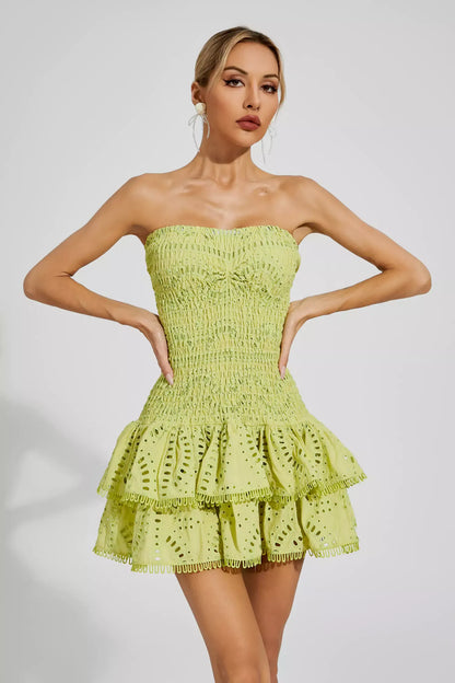 Marceau Ruffle Mini Dress In Green