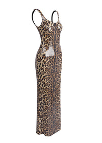 Vyron Cape Animal Print Maxi Dress