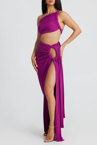 Labelle Slanted Shoulder Halter Set In Pink