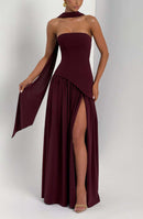 Charan Black Asymmetrical Maxi Gown