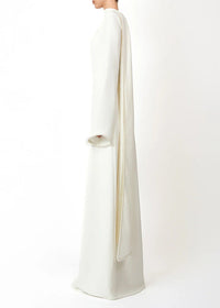 Emilie White Pearl Trim Shawl Detail Maxi Dress